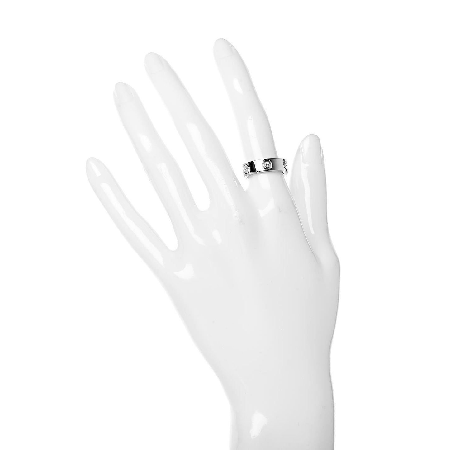 18K White Gold 3 Diamond 5.5mm LOVE Ring 50 5.25