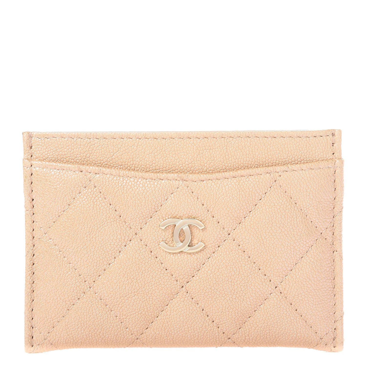 Chanel Iridescent Caviar Quilted Card Holder Beige 1 of 11