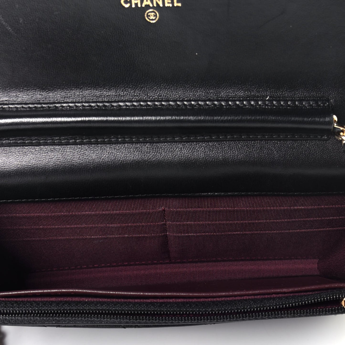 Lambskin Quilted Wallet On Chain WOC Black