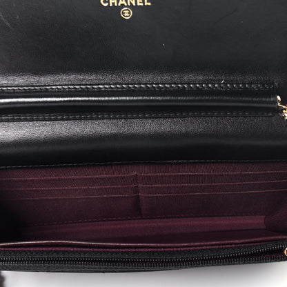Chanel Lambskin Quilted Wallet On Chain WOC Black 5 of 10