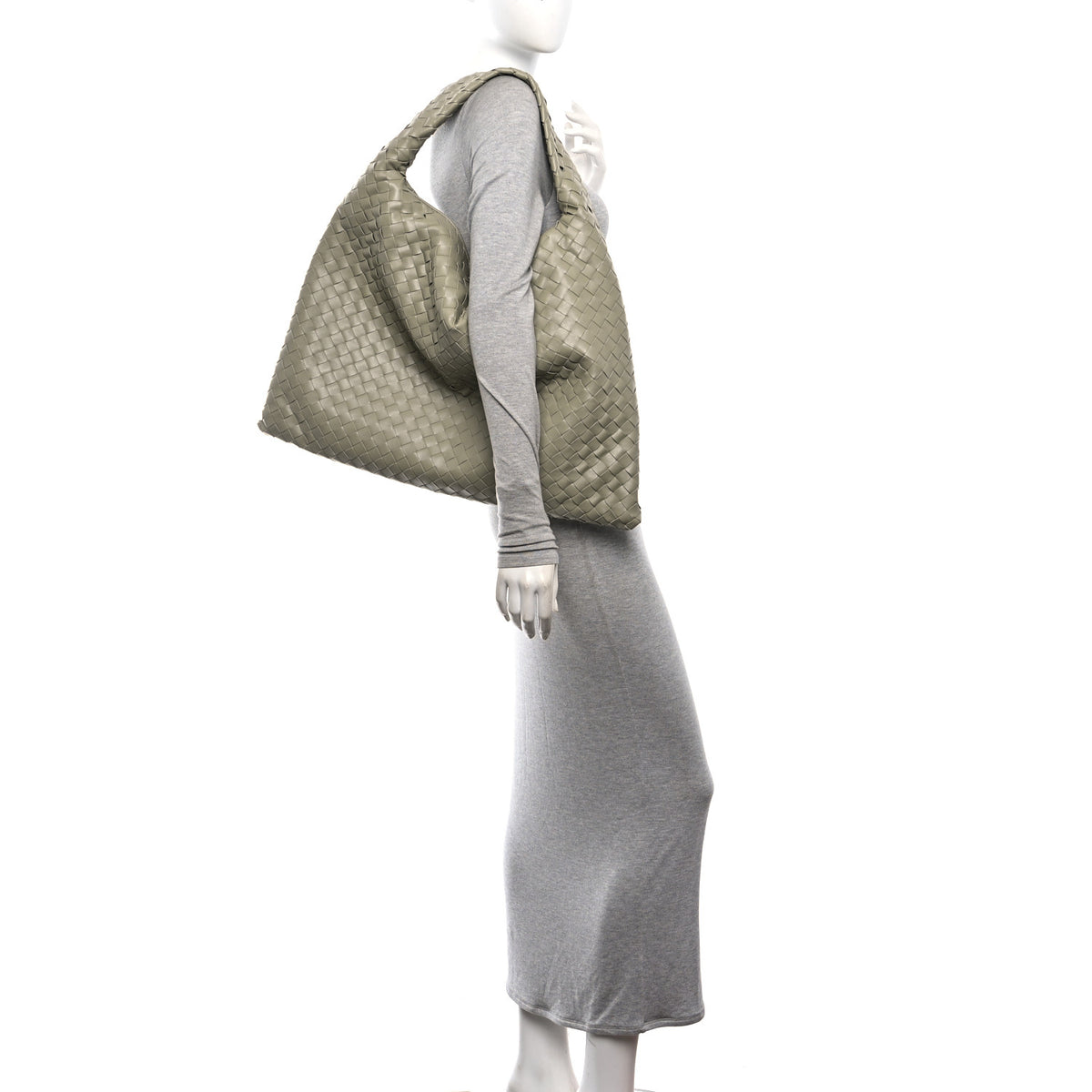 Bottega Veneta Calfskin Intrecciato Large Hop Travertine 2 of 10