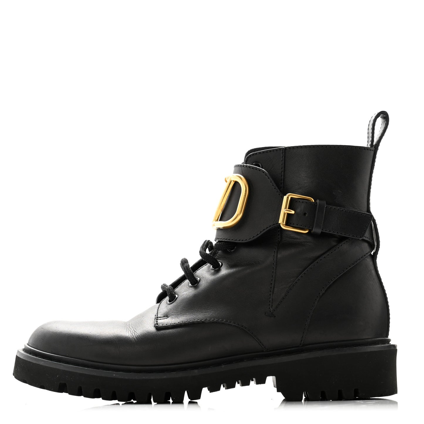 Calfskin Womens VLOGO 35mm Combat Boots 38.5 Black