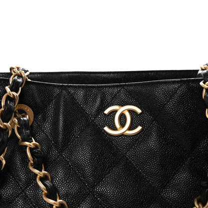 Chanel Caviar Quilted Small Trapezoid Chain Shopping Tote Black 8 of 10