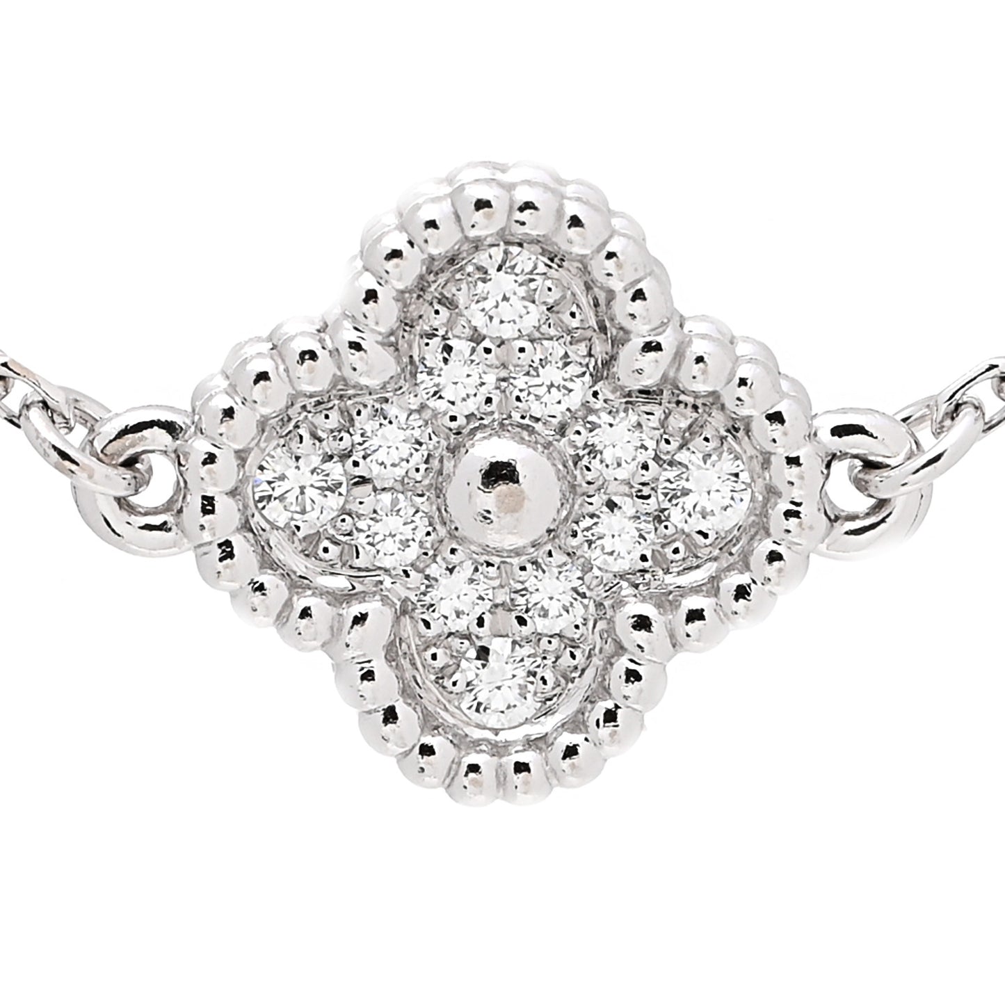 18K White Gold Diamond Sweet Alhambra Bracelet