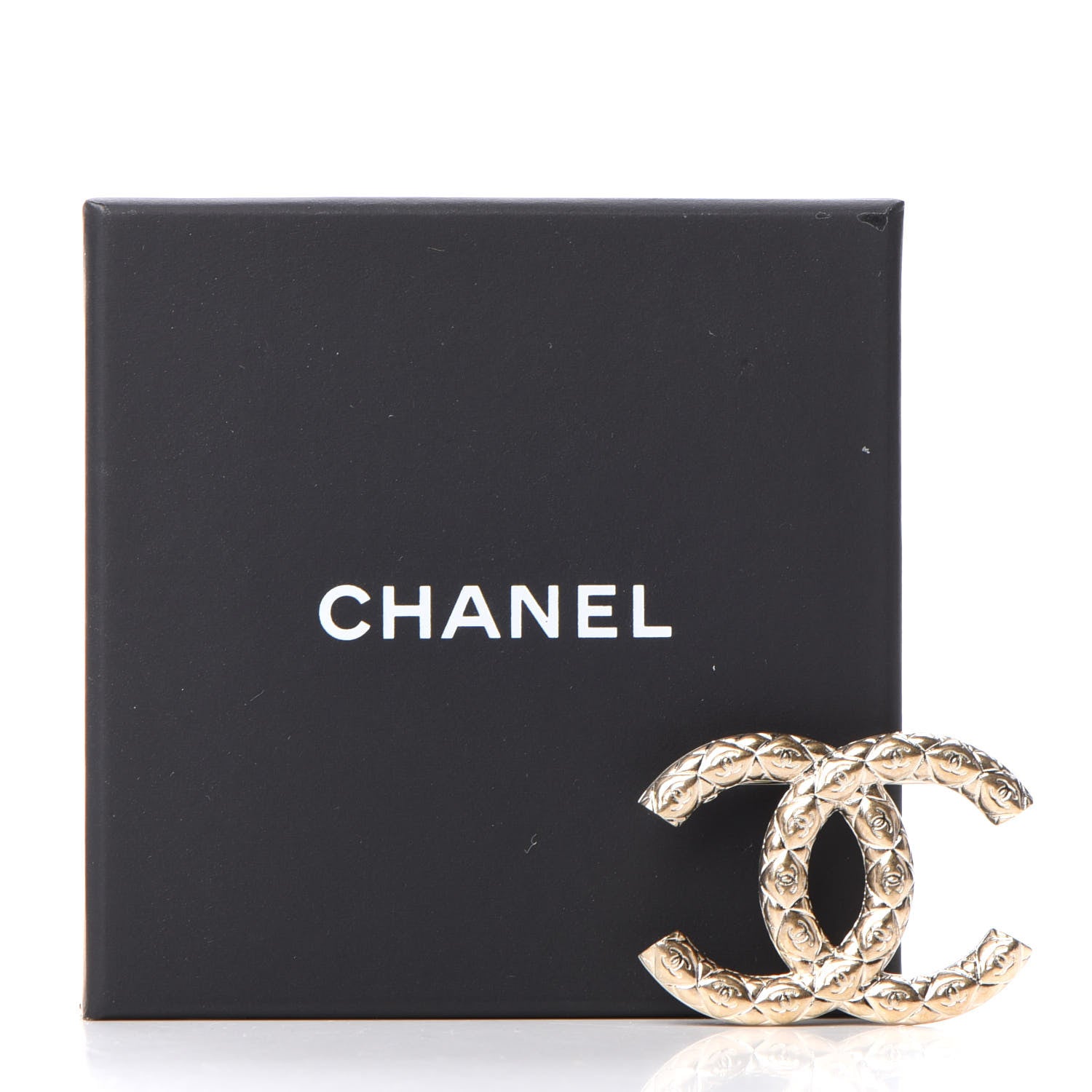 Chanel Metal CC Diamond Quilted Brooch Light Gold 5 of 5