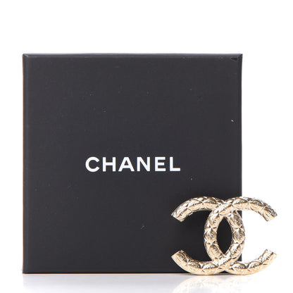 Chanel Metal CC Diamond Quilted Brooch Light Gold 5 of 5