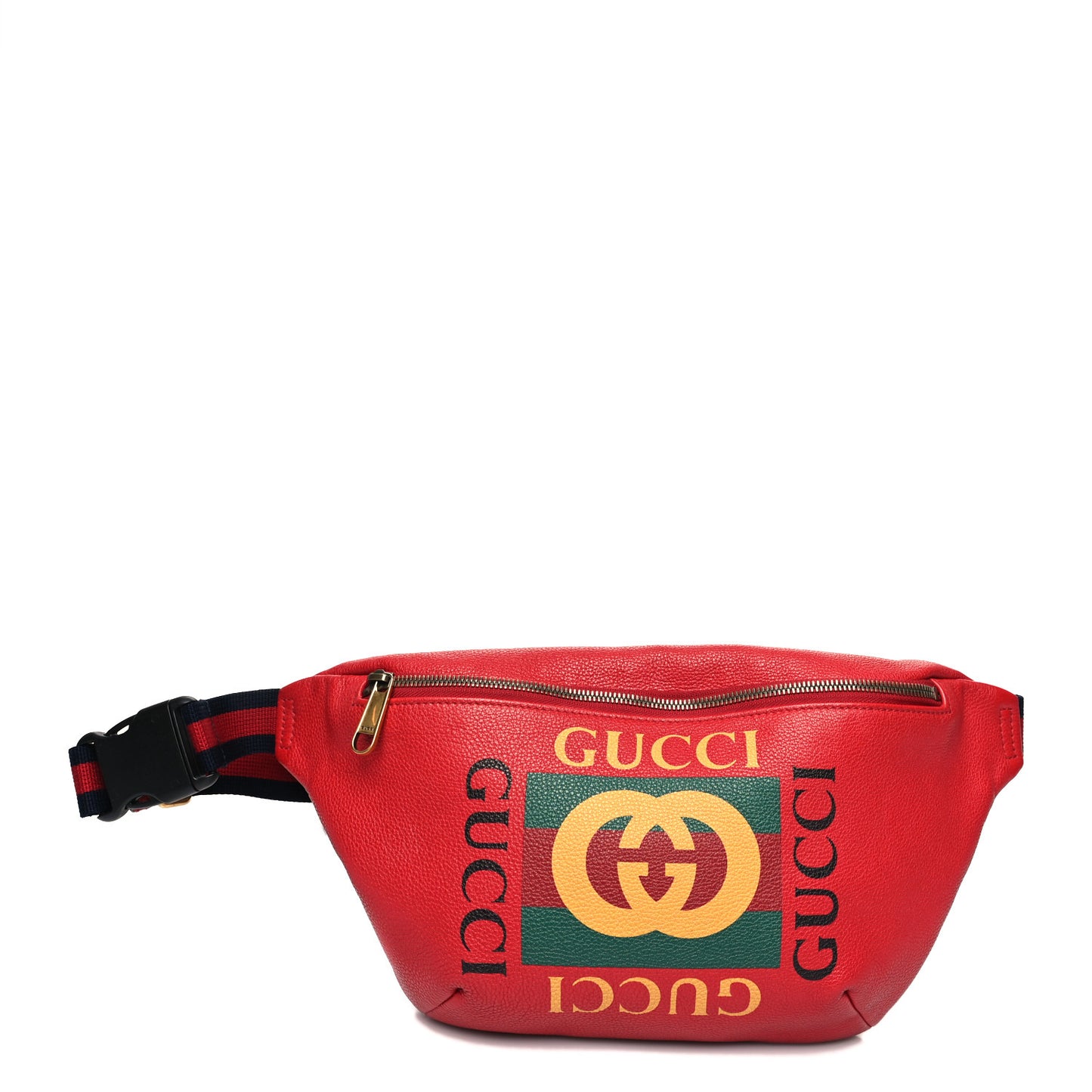 Grained Calfskin Logo Belt Bag Hibiscus Red