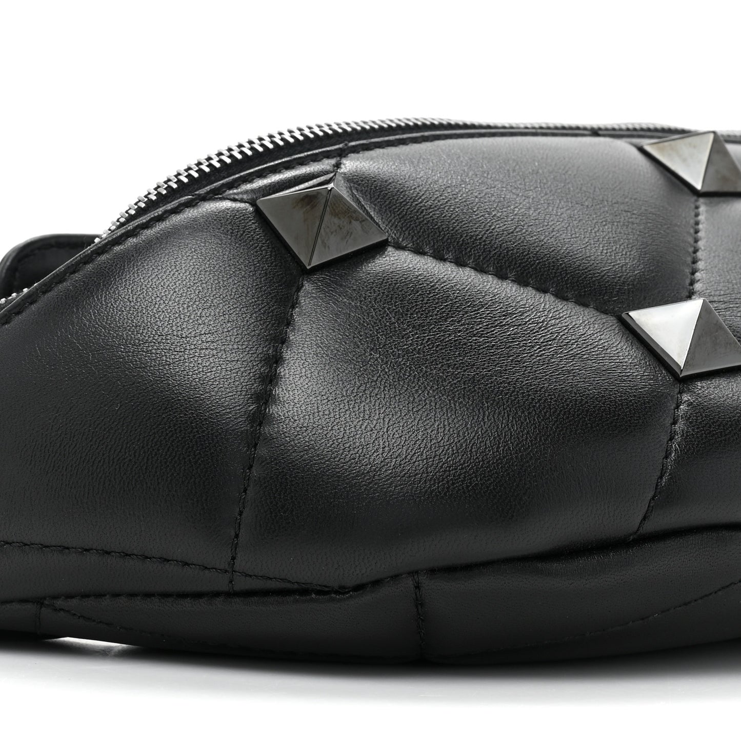 Nappa Monochrome Roman Stud Belt Bag Black