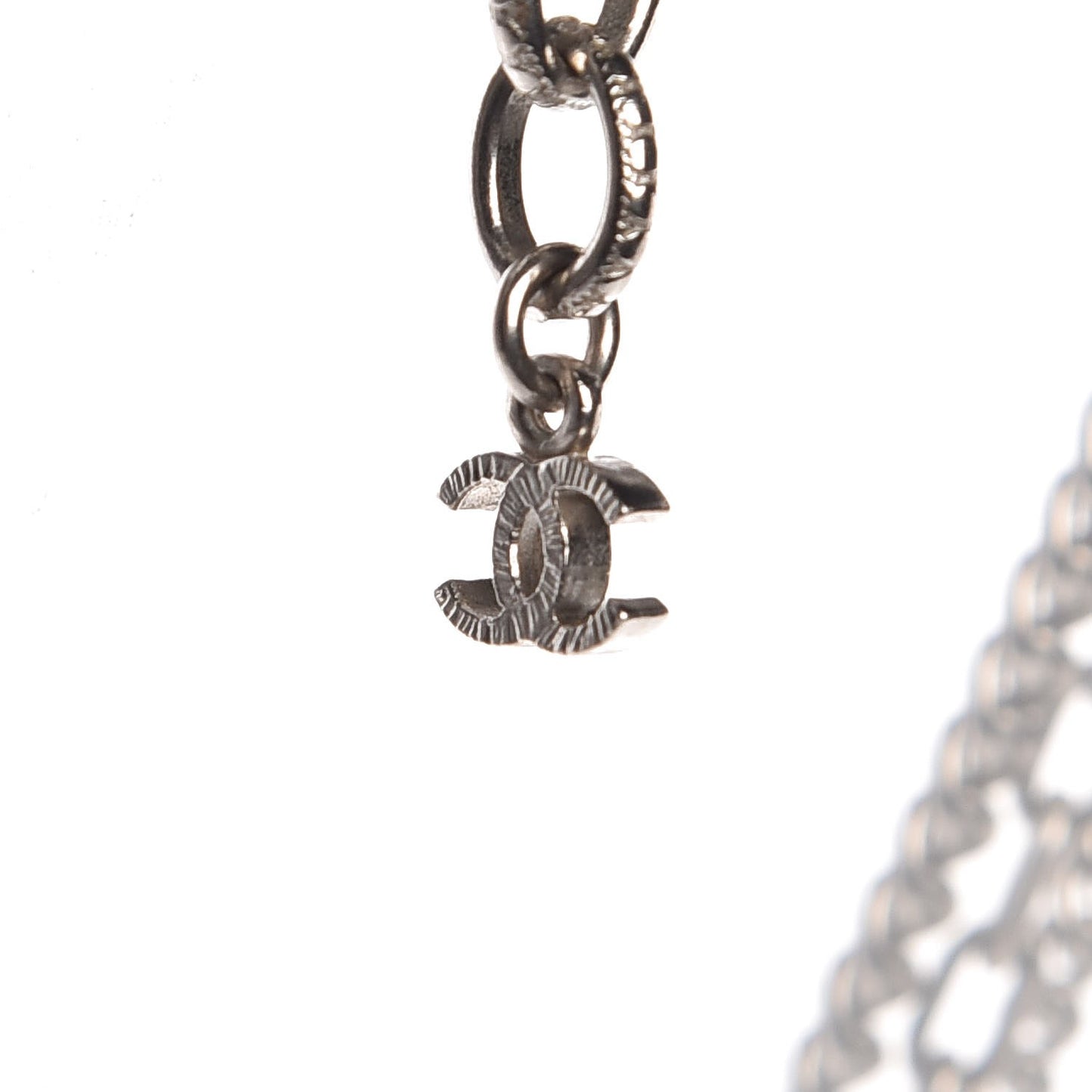 Crystal CC Multi Strand Long Chain Necklace Silver