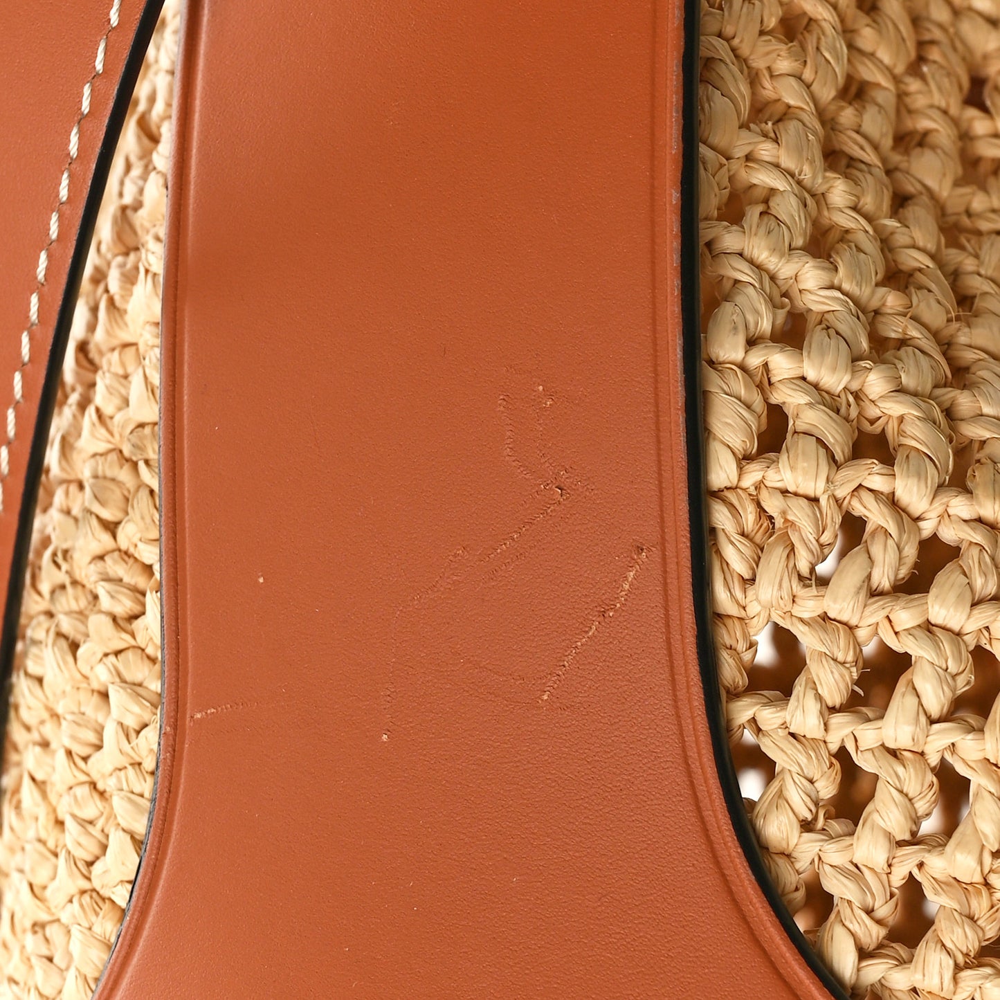 Raffia Calfskin Balloon Bucket Bag Natural Tan