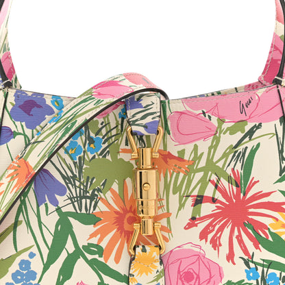 Gucci X KEN SCOTT New Shangai Calfskin Jardin D'Avril Floral Print Small Jackie 1961 Hobo Ivory Pink 8 of 12