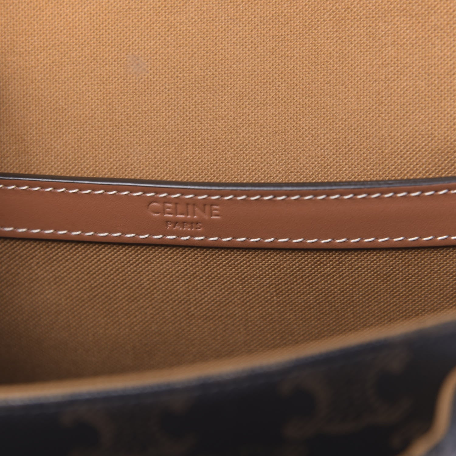 Celine Triomphe Canvas Medium Folco Bag Tan 8 of 10