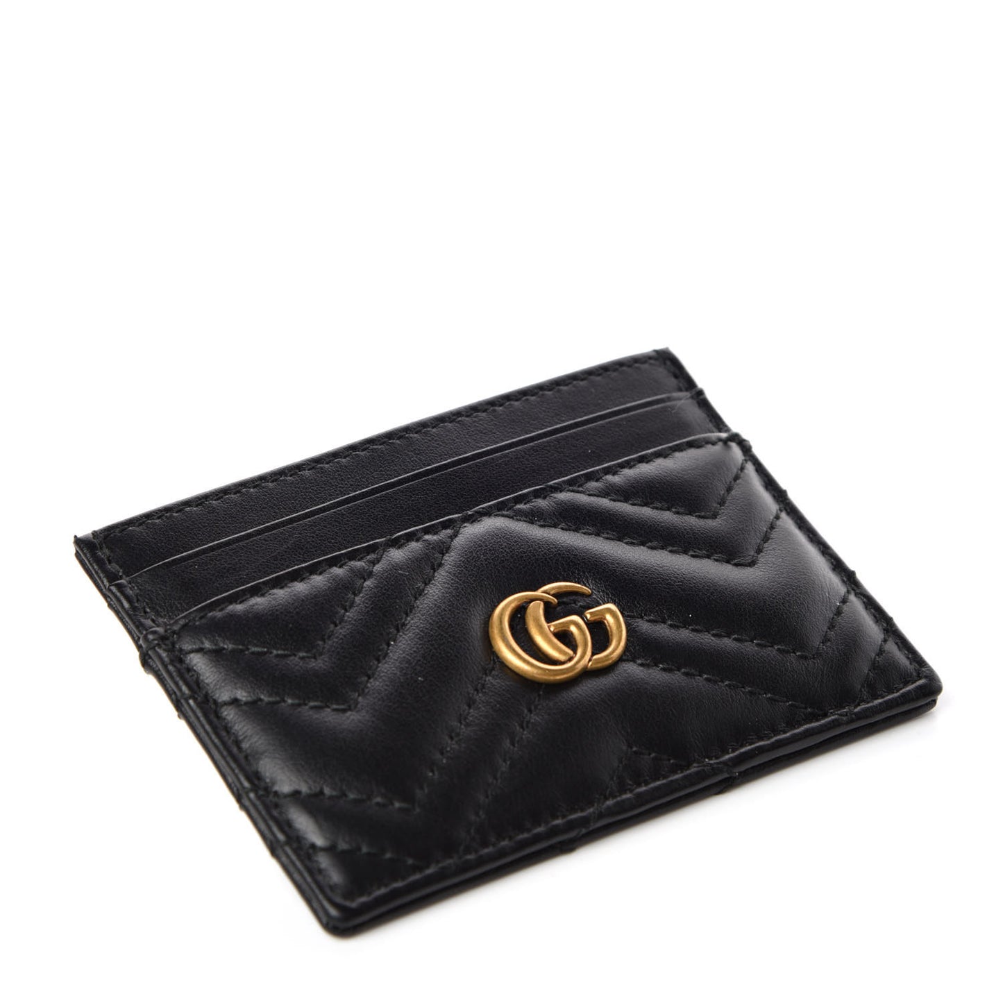 Calfskin Matelasse GG Marmont Card Holder Black