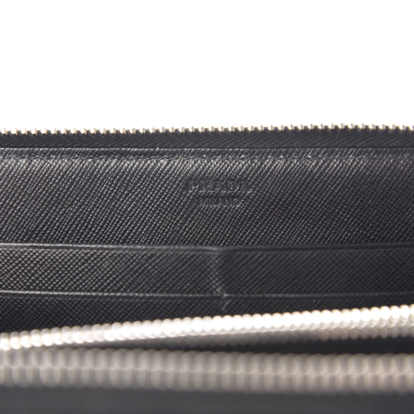 Saffiano Triangle Zip Around Wallet Black