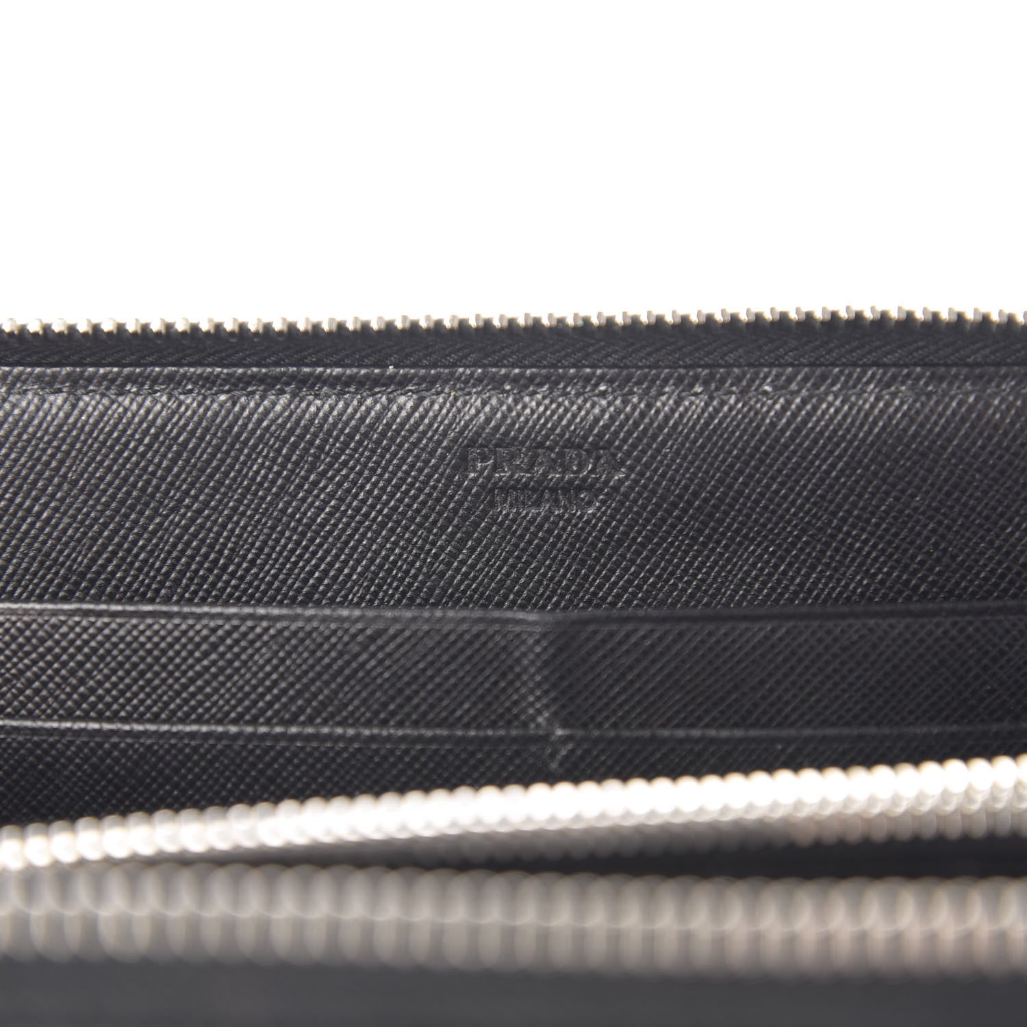 Prada Saffiano Triangle Zip Around Wallet Black 6 of 9