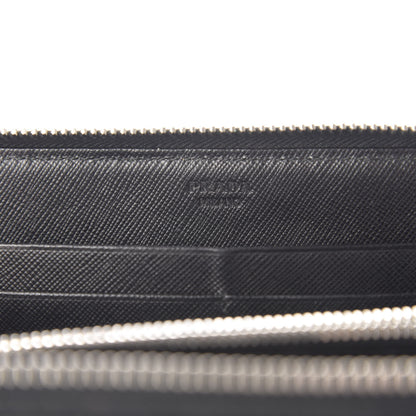 Prada Saffiano Triangle Zip Around Wallet Black 6 of 9