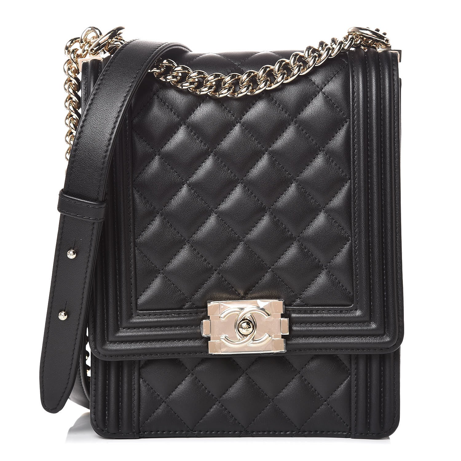 Chanel Calfskin Quilted North South Boy Flap Black 1 of 8