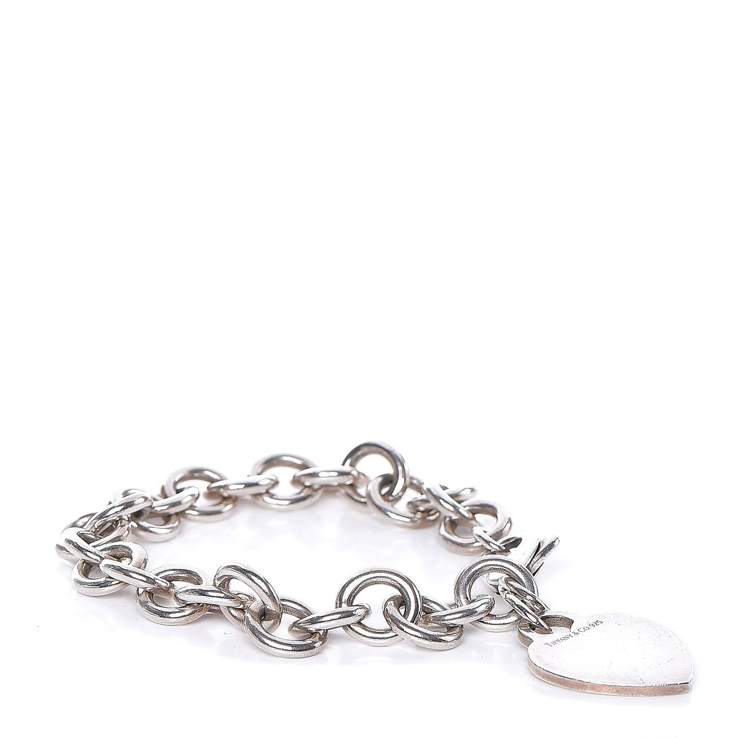 Sterling Silver Heart Tag Charm Bracelet