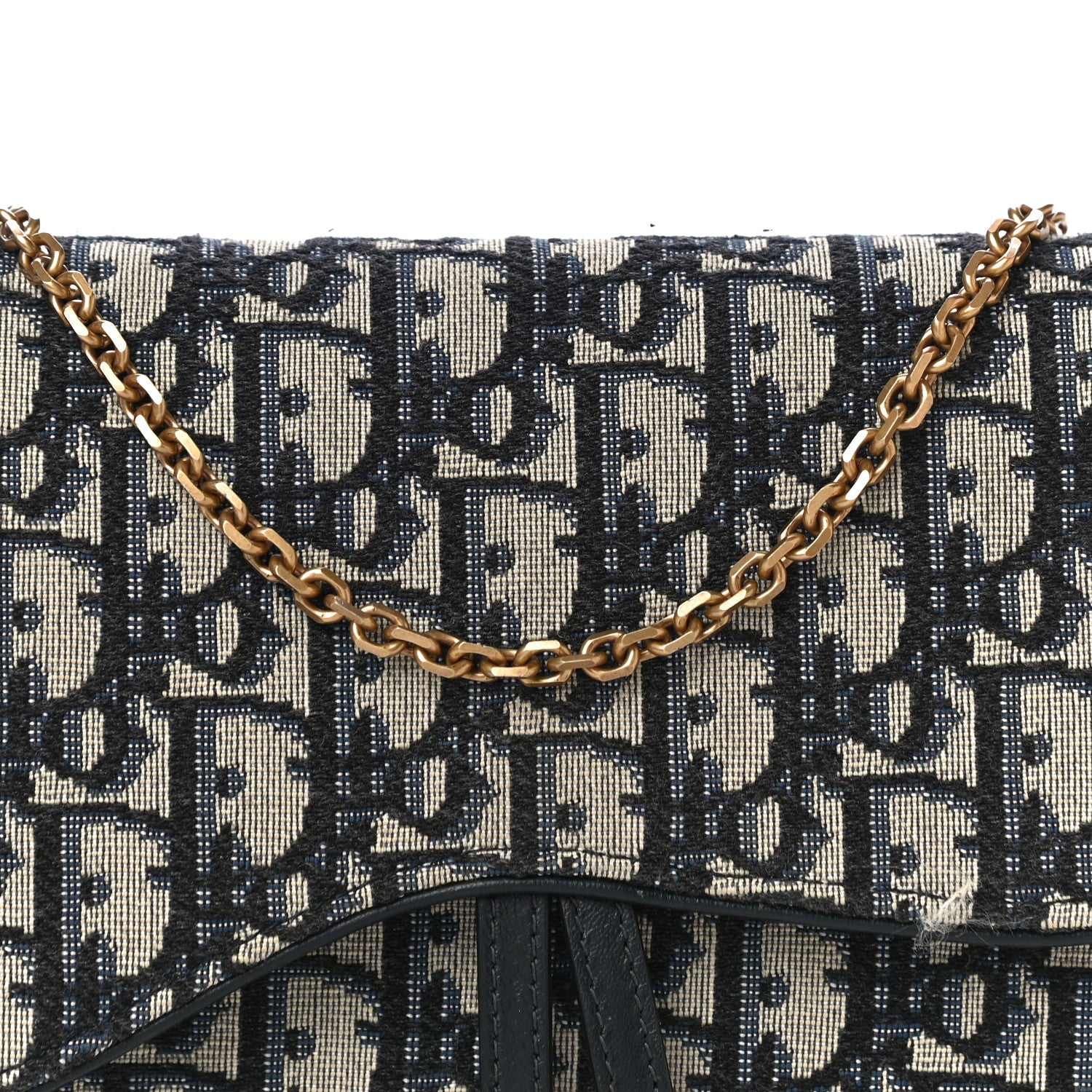 Christian Dior Oblique Saddle Chain Pouch Blue 7 of 14