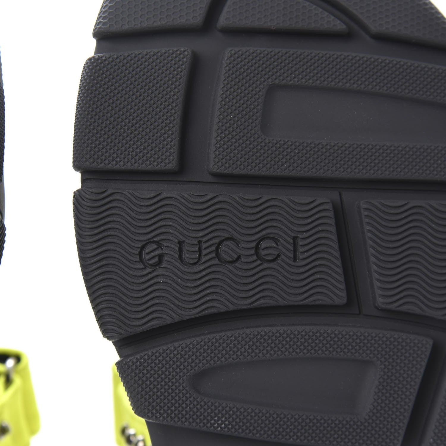 Gucci Technical Canvas Calfskin Studded Mens Aguru Sandals 7 Neon Yellow 6 of 8