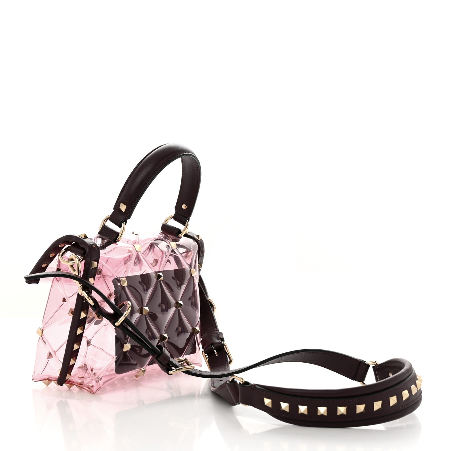 PVC Mini Candystud Top Handle Bag Rubin