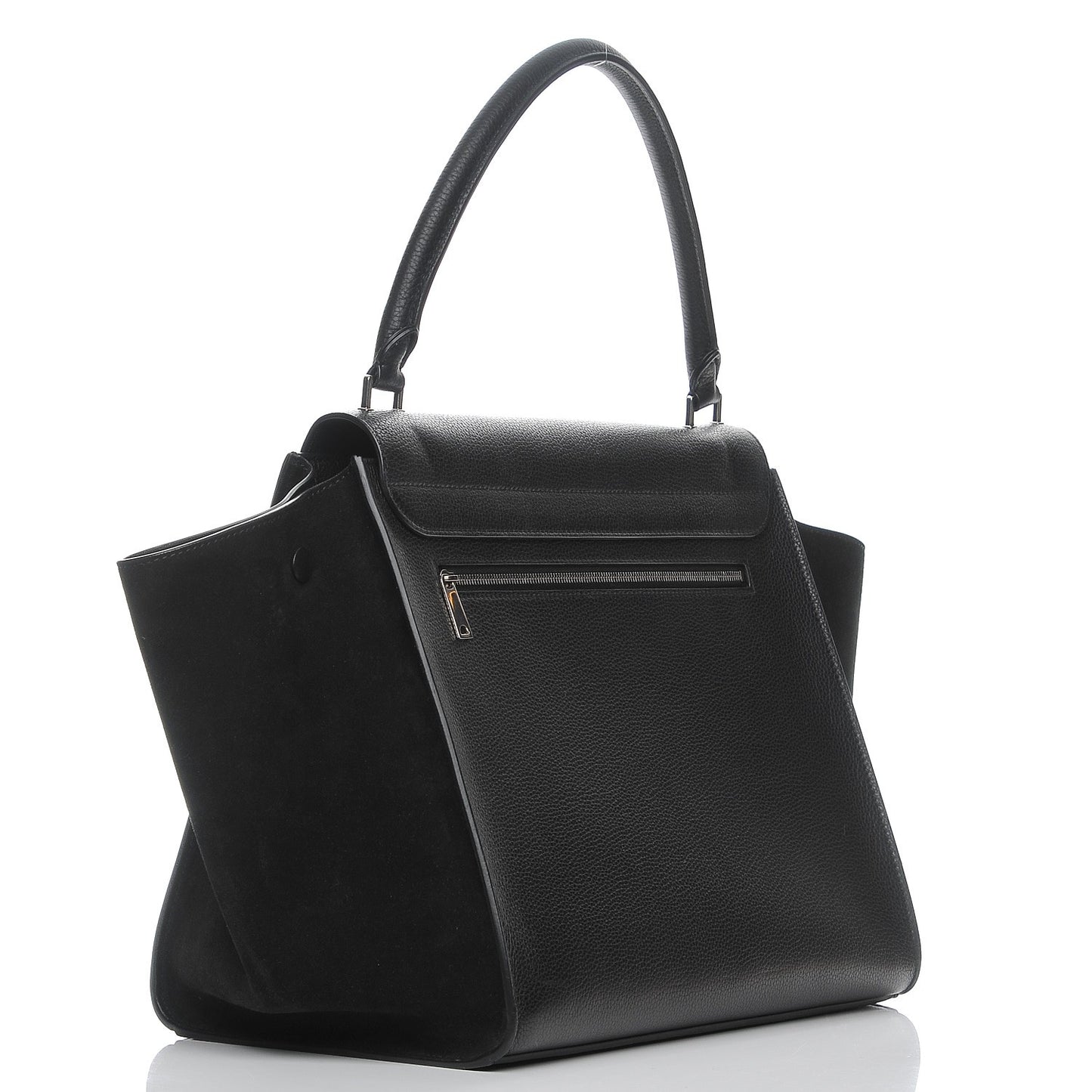 Drummed Calfskin Suede Large Trapeze Black