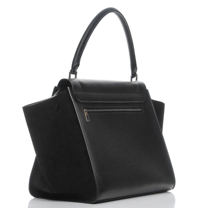 Celine Drummed Calfskin Suede Large Trapeze Black 3 of 7