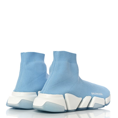 Balenciaga Technical 3D Recycled Knit Bi-Color Womens Speed 2.0 Transparent Sole Sneakers 39 Blue White Transparent Blue 3 of 10