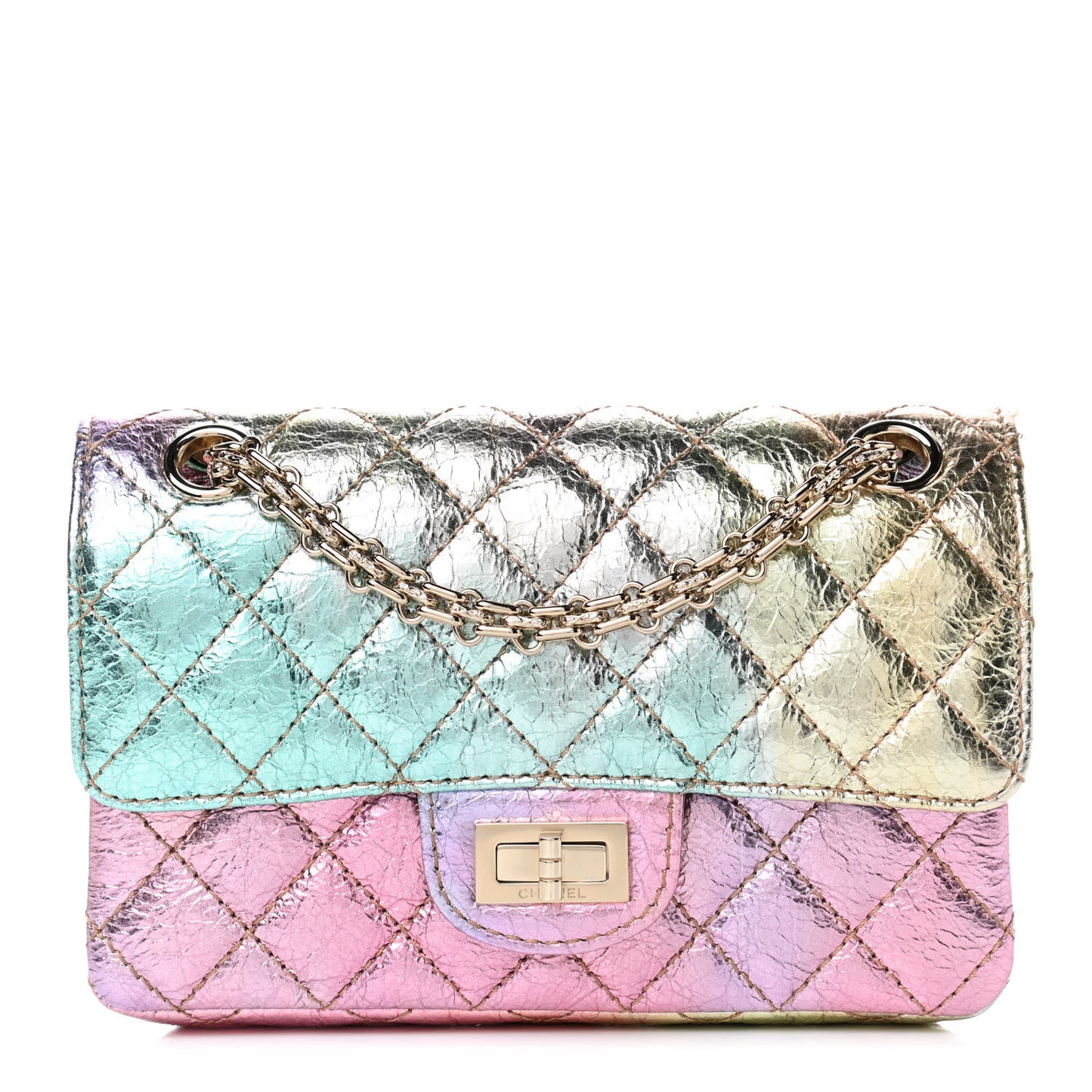 Metallic Goatskin Quilted Mini 2.55 Reissue Flap Multicolor