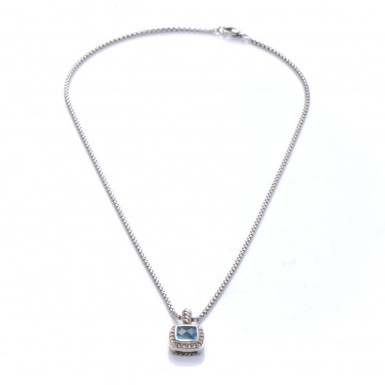 David Yurman Sterling Silver Pave Diamond Topaz Albion Necklace 3 of 6