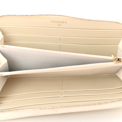 Chanel Caviar Quilted Large Gusset Zip Around Wallet White 5 of 10