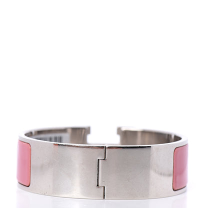 Hermes Enamel Wide Clic Clac H Bracelet GM White Vieux Rose 2 of 3