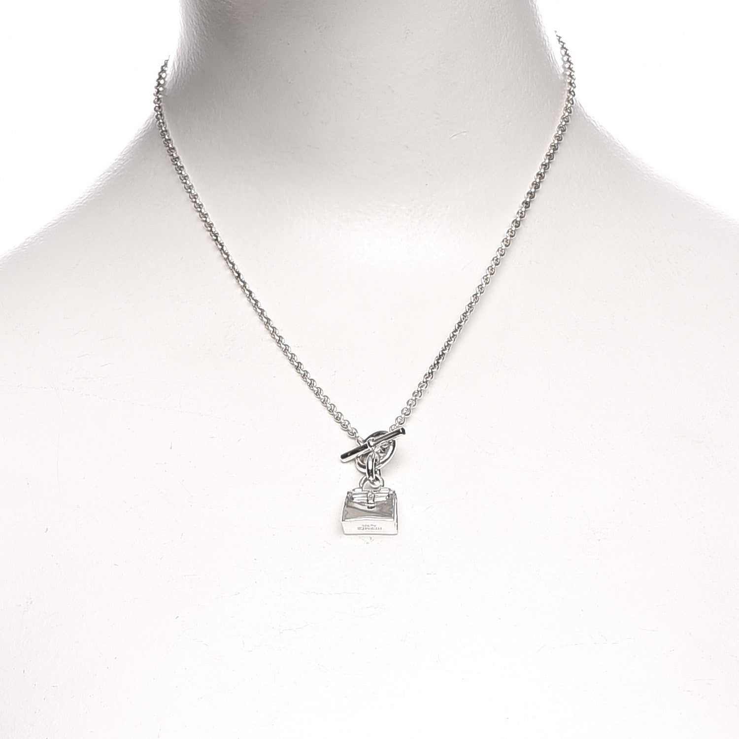 Hermes Sterling Silver Kelly Charm Pendant Necklace 2 of 8