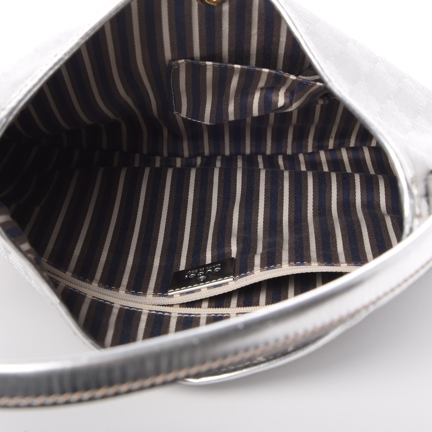 Gucci Metallic Monogram Medium New Britt Hobo Silver 5 of 9