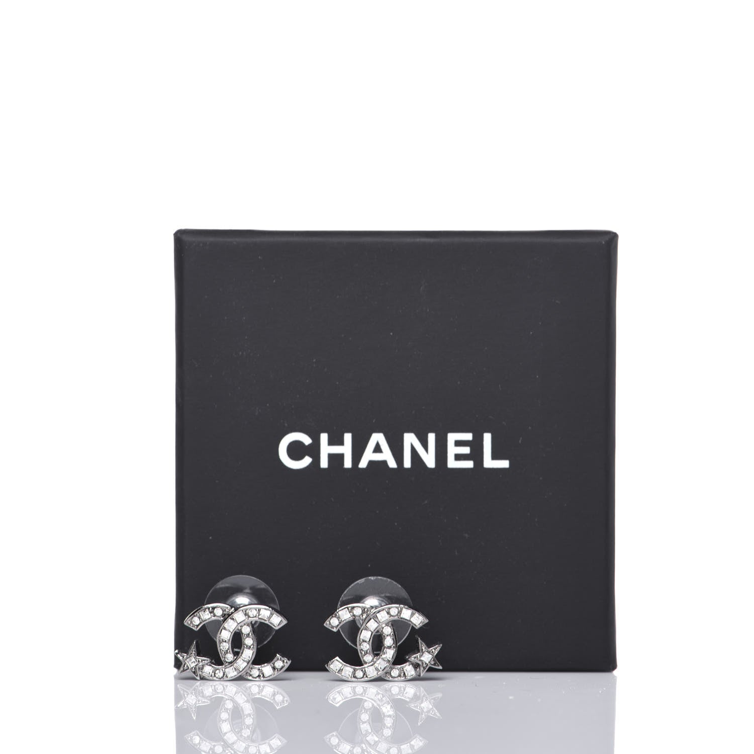 Chanel Crystal CC Starfall Earrings Silver 6 of 6