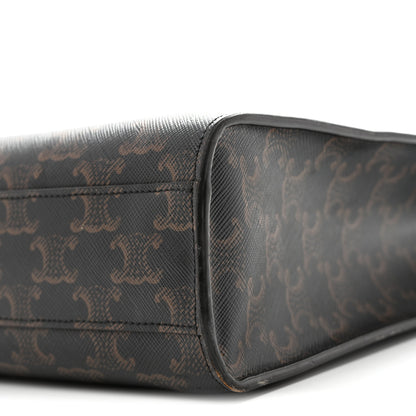 Celine Triomphe Canvas Calfskin Small Vertical Cabas Tan 9 of 15