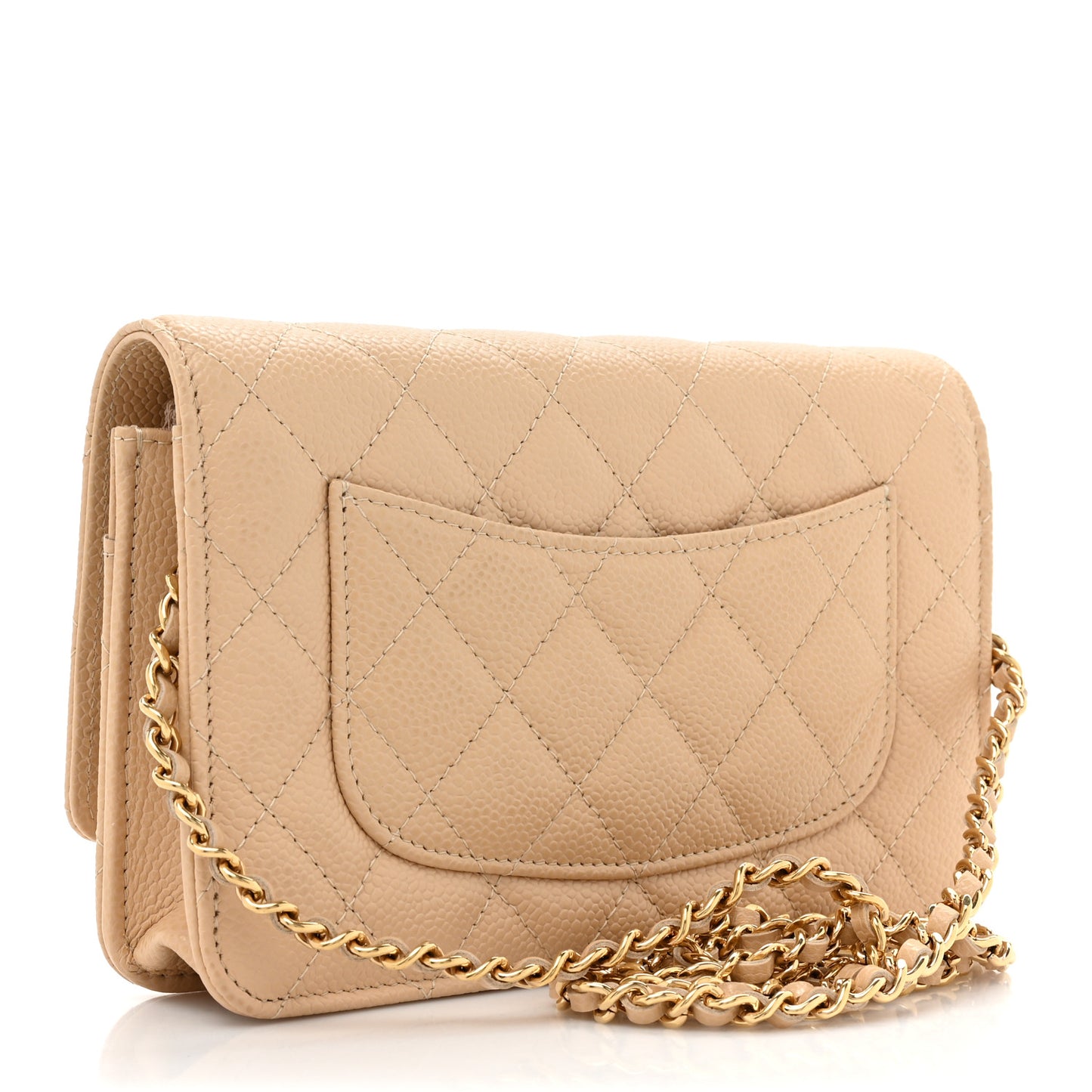 Caviar Quilted Wallet on Chain WOC Beige Clair