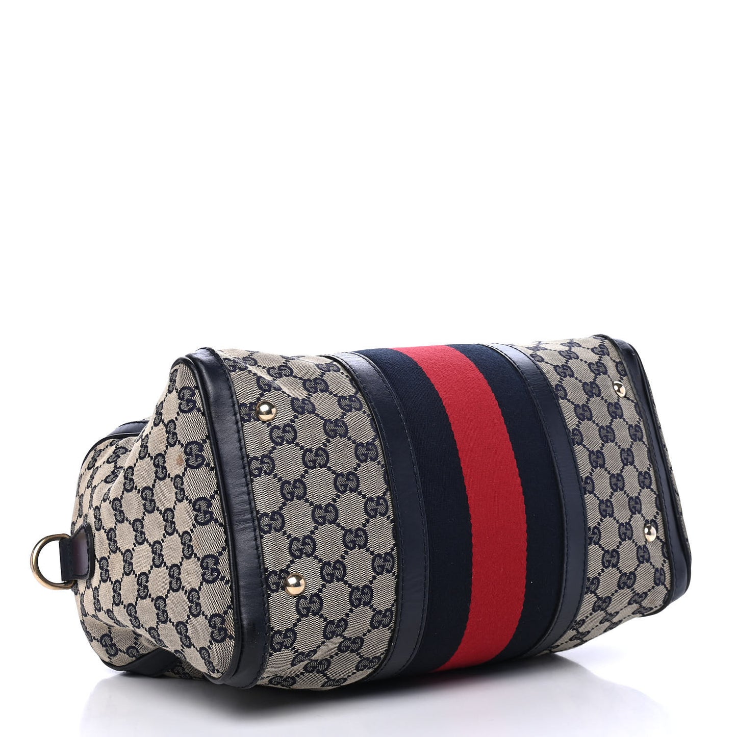 Monogram Selleria Calfskin Vintage Web Medium Boston Beige Blue