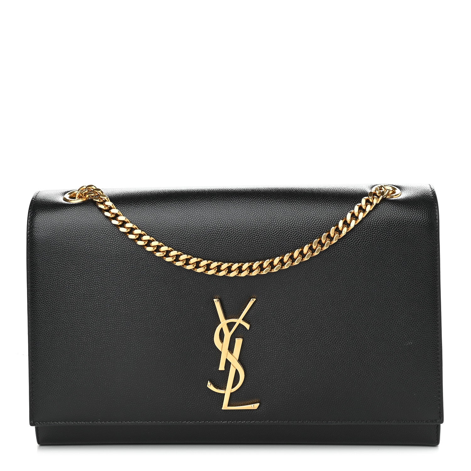 Saint Laurent Grain De Poudre Large Classic Monogram Kate Satchel Black 1 of 8
