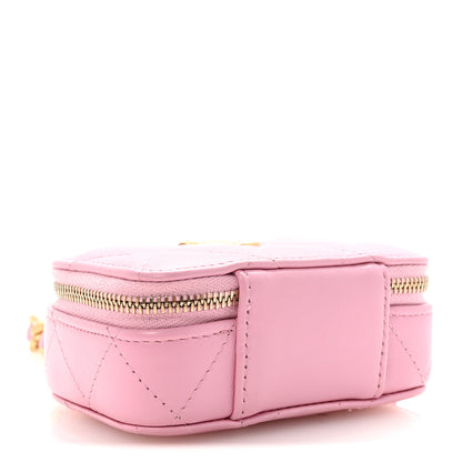 Chanel Lambskin Quilted Mini Lacquered Chain Clutch Pink 4 of 10