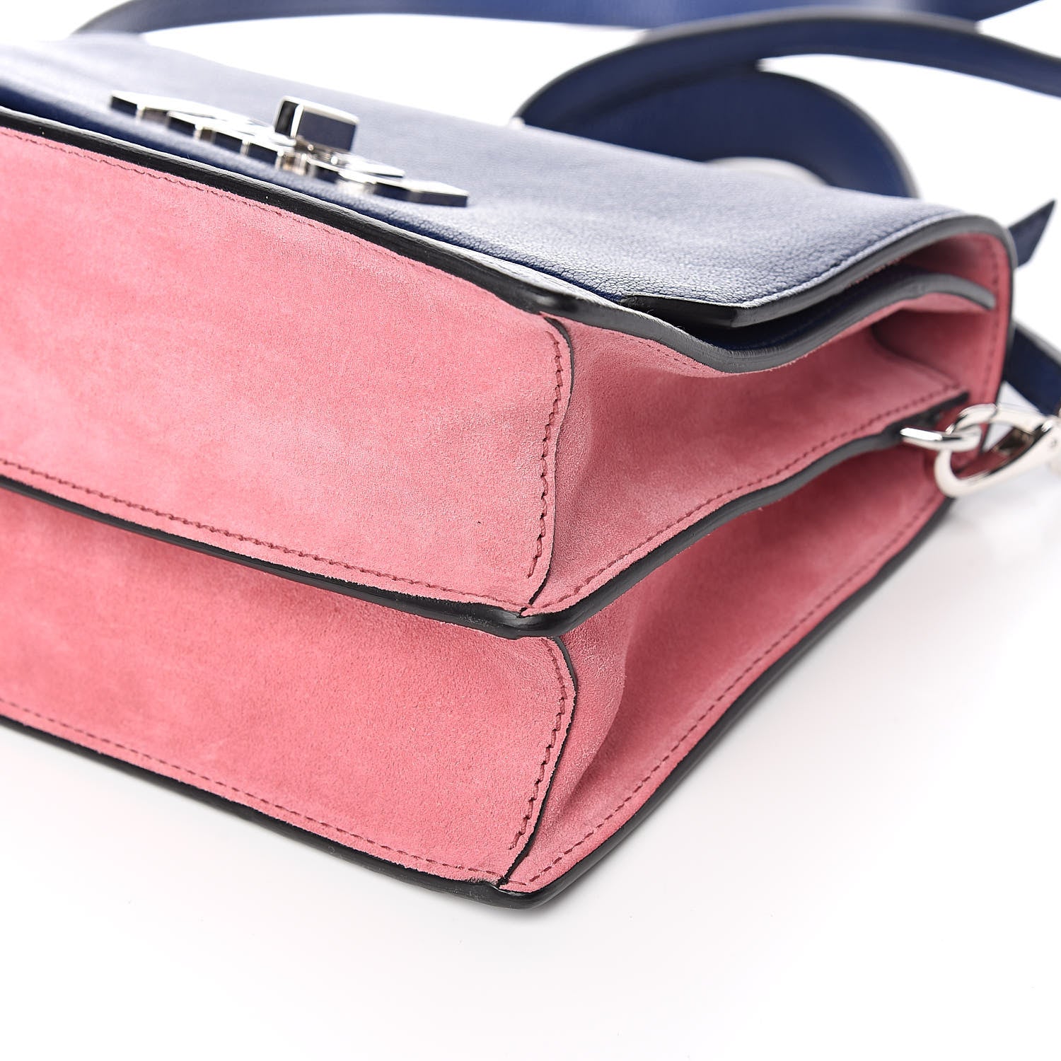 Miu Miu Goatskin Madras Miu Logo Shoulder Bag Inchiostro Bruyere 10 of 11