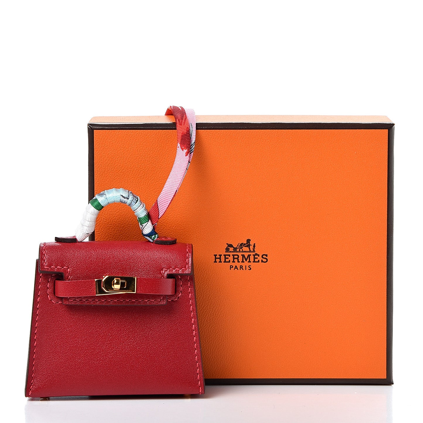 Tadelakt Mini Kelly Twilly Bag Charm Rouge Vif