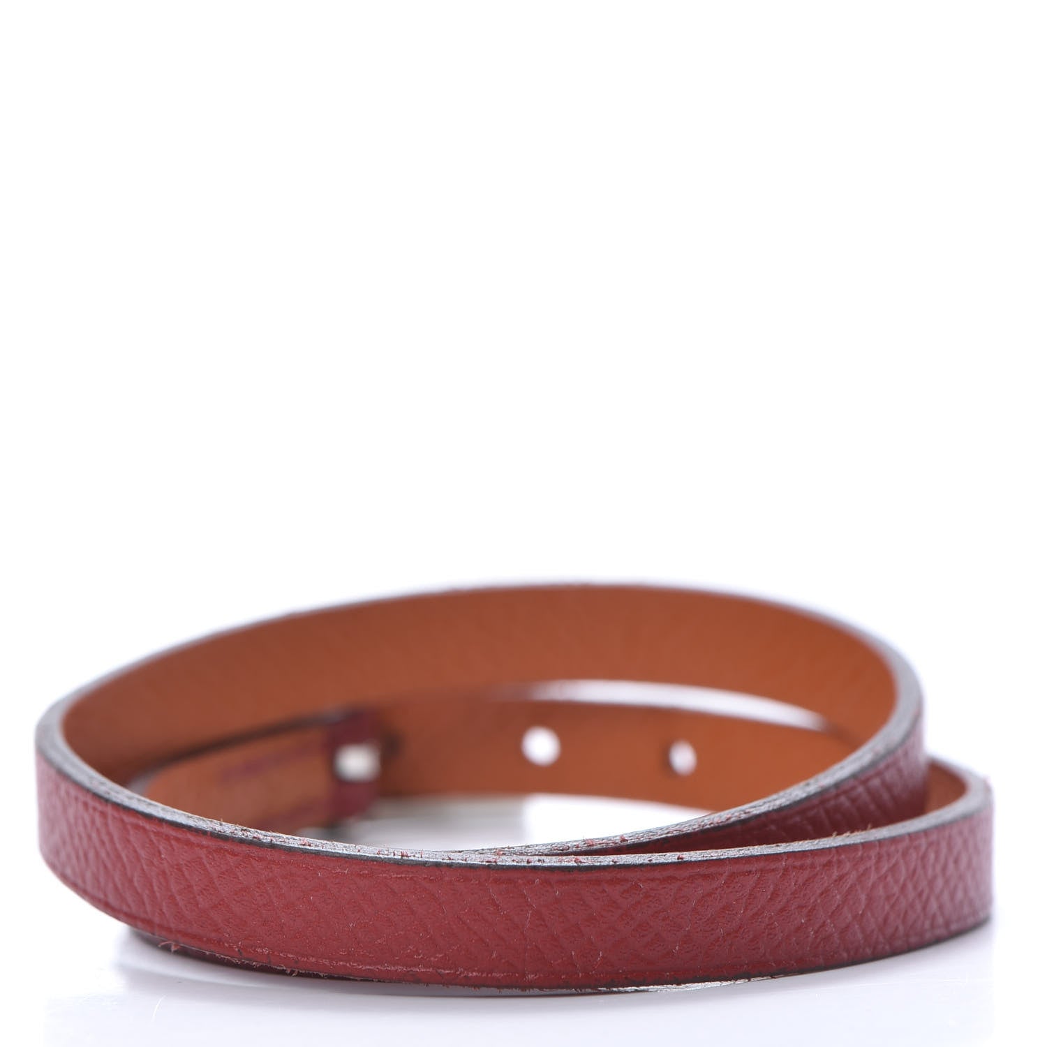 Hermes Epsom Behapi Double Tour Bracelet S Rouge Casaque Orange 3 of 6