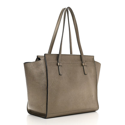 Salvatore Ferragamo Metallic Hammered Calfskin Double Handle Medium Amy Tote Graphite 3 of 15