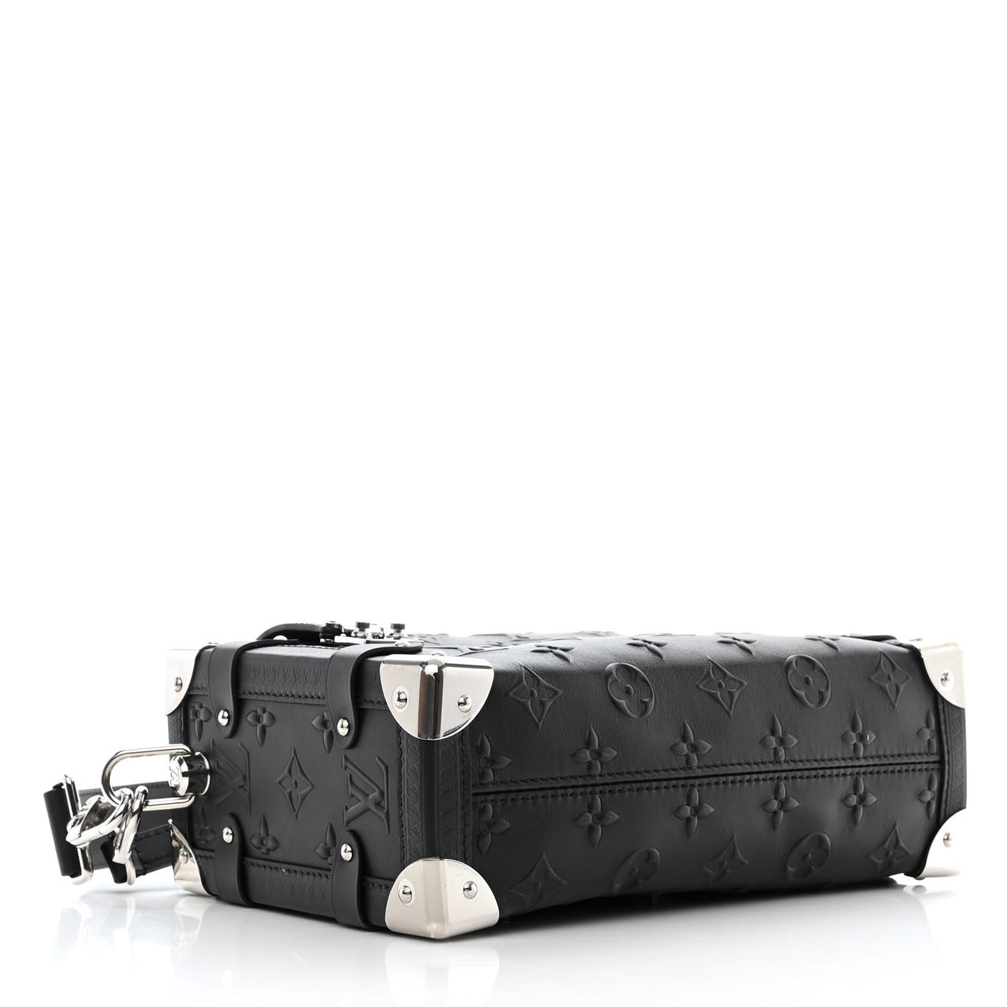 Calfskin Debossed Monogram Side Trunk Black