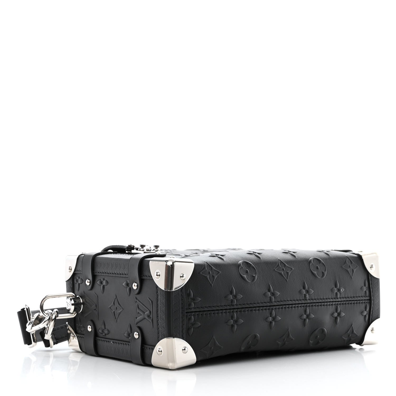 Louis Vuitton Calfskin Debossed Monogram Side Trunk Black 4 of 9