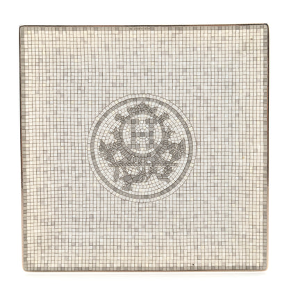 Hermes Porcelain Mosaique Au 24 Platinum Square Plate N°3 1 of 7