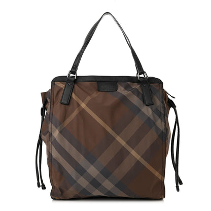 Burberry Nylon Check Small Buckleigh Packable Tote Brown 1 of 11