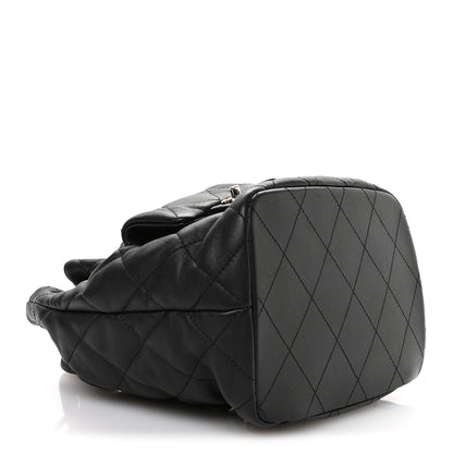 Chanel Lambskin Quilted Double Pocket Drawstring Backpack Black 4 of 10