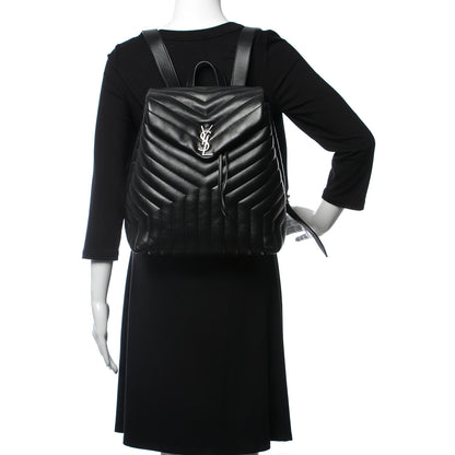 Saint Laurent Calfskin Y Quilted Monogram Medium Loulou Backpack Black 2 of 10